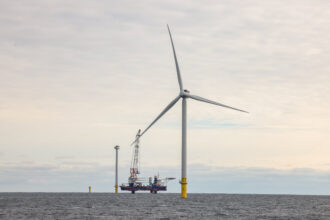 The South Fork Wind Farm in the Atlantic Ocean outside of Long Island, New York, on Dec 7, 2023. Credit: Steve Pfost/Newsday RM via Getty Images