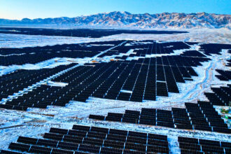A solar farm in Zhangye, China. Credit: Costfoto/NurPhoto via Getty Images